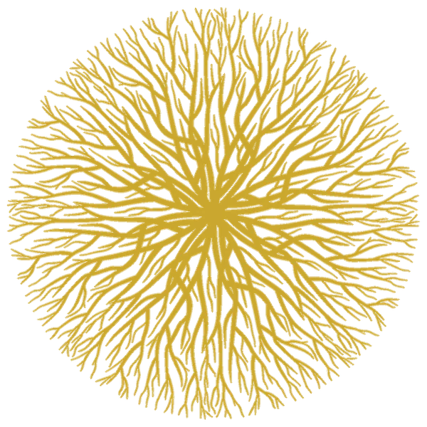 Ornate gold tree of life mandala emblem representing the afternoon hours of the Ayurvedic Dincharya daily routine